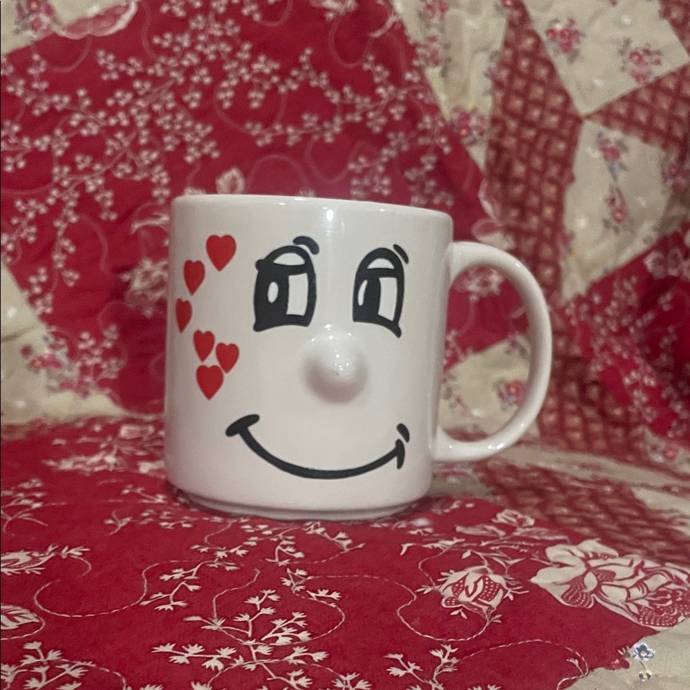 Vintage smiley face Mug with Heart hubby cup valentine gift white elephant gift